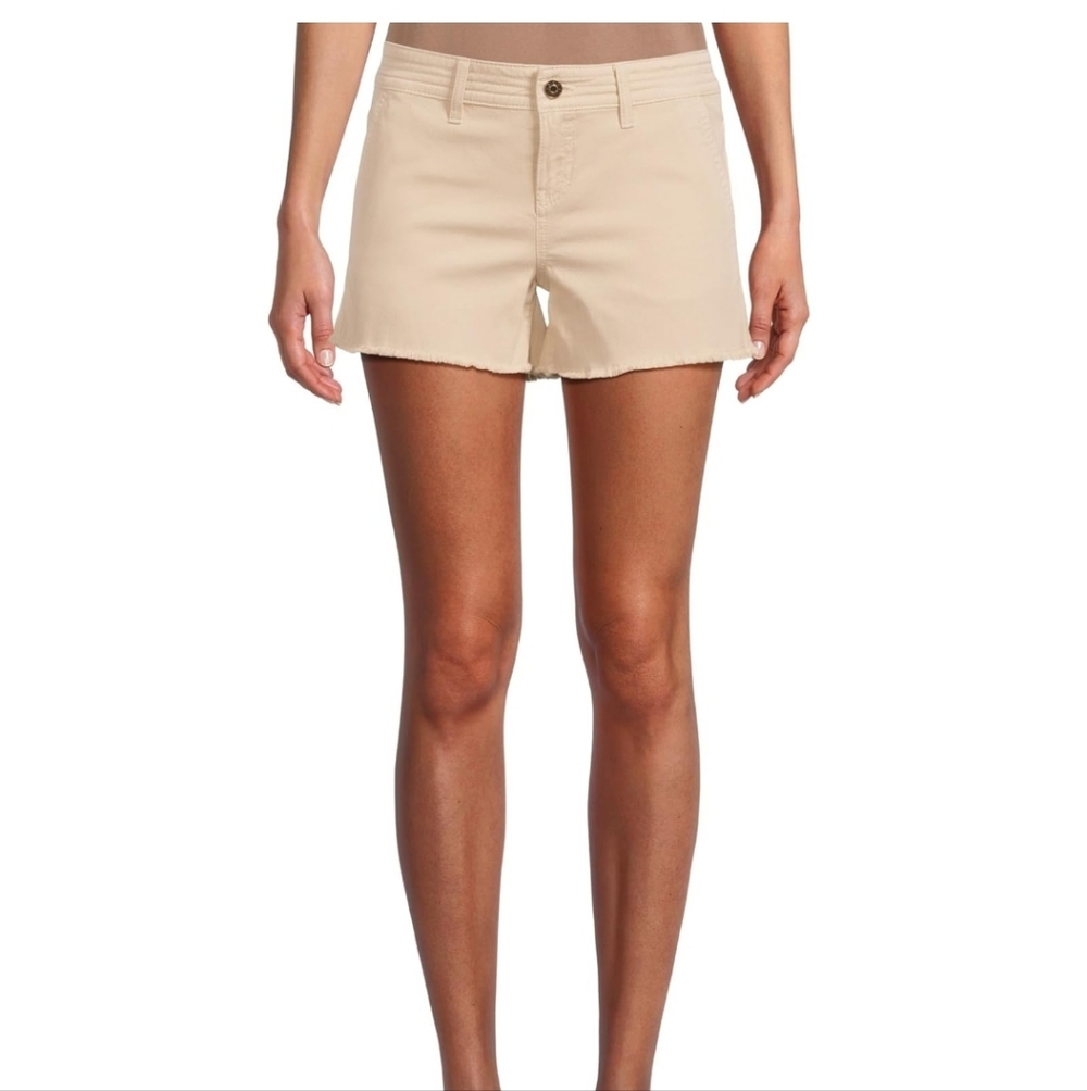 Prana Womens 14 Sancho Shorts Chalk (Beige) Distressed Hem 3.5" Inseam Pockets